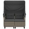 vidaXL Gartensofa 2-Sitzer mit Dach und Hockern Grau Poly Rattan