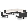 vidaXL 9-tlg. Garten-Lounge-Set mit Auflagen Poly Rattan Schwarz