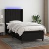 vidaXL Boxspringbett mit Matratze & LED Schwarz 90x200 cm Stoff