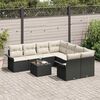 vidaXL Gartensofa-set mit Kissen 9 pcs Schwarz Poly-Rattan