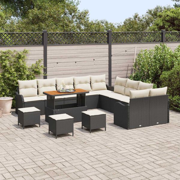 vidaXL Garten-Sofa-Set 14 pcs Schwarz Poly-Rattan