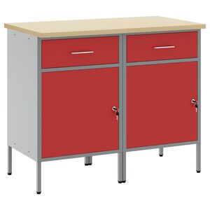 vidaXL Werkbank mit Schubladen 2 pcs Rot und Grau 100 x 55 x 85 cm