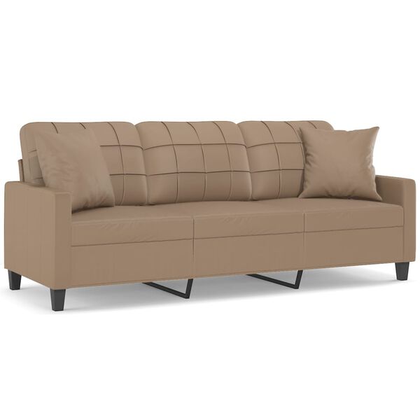 vidaXL 3-Sitzer-Sofa mit Zierkissen Cappuccino-Braun 180 cm Kunstleder