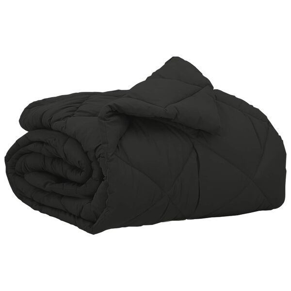 vidaXL Ganzjahresbettdecke Schwarz 220 x 135 cm Mikrofaser