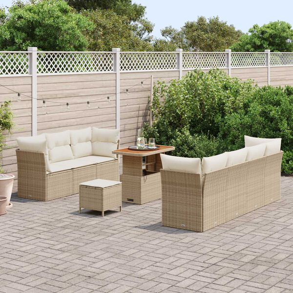 vidaXL Gartensofa-set 10 pcs Beige Poly-Rattan