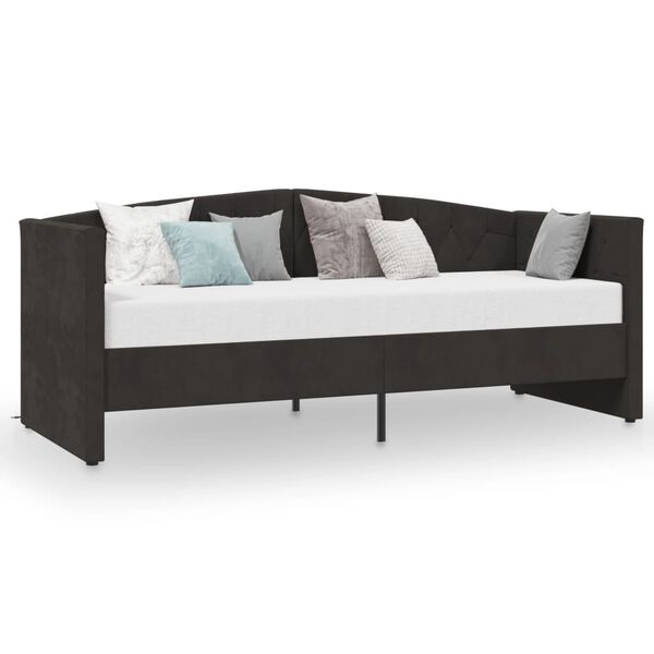 vidaXL Tagesbett mit Matratze USB Schwarz Samt 90x200 cm