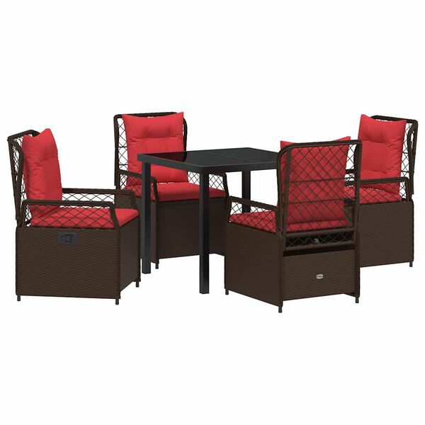 vidaXL Garten Essgruppe 5 pcs Braun Poly-Rattan