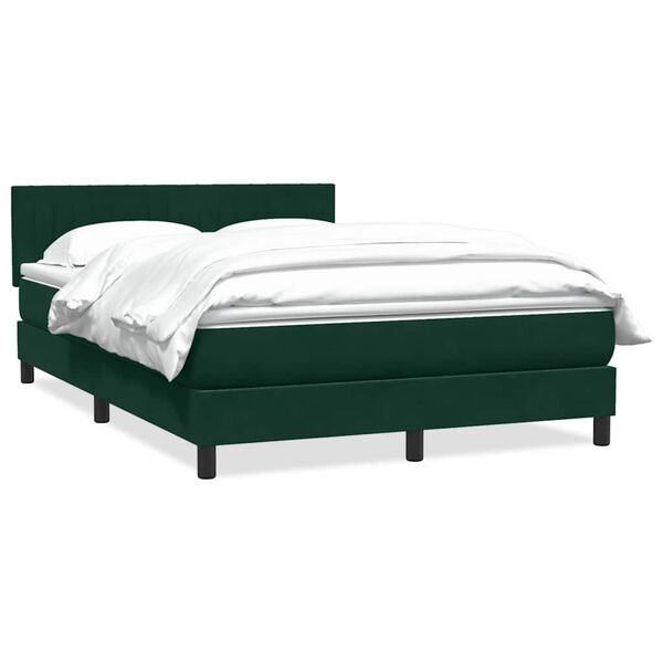 vidaXL Boxspringbett mit Matratze Dunkelgr&uuml;n 160x220 cm Samt