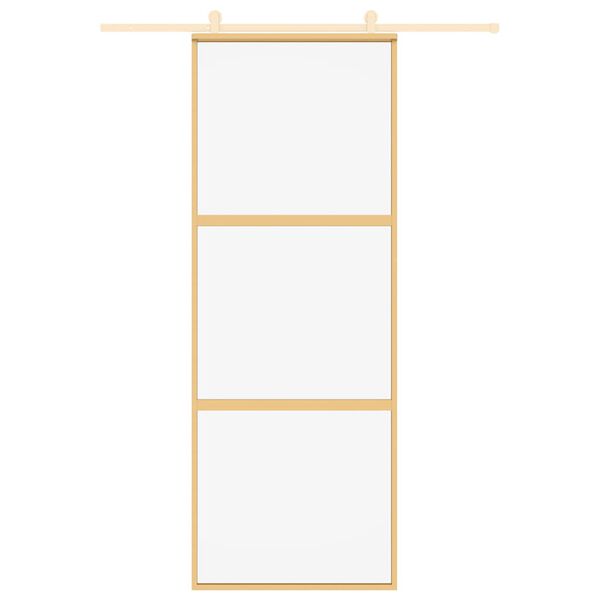 vidaXL Schiebetür Golden 76x205 cm ESG-Klarglas und Aluminium