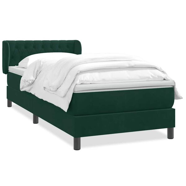 vidaXL Boxspringbett mit Matratze Dunkelgr&uuml;n 80x220 cm Samt