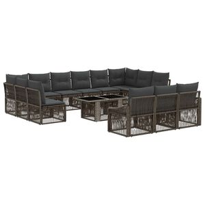 vidaXL Gartensofa-set 14 stk. Grau und Dunkelgrau Poly-Rattan