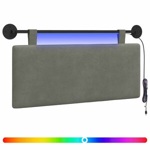vidaXL H&auml;ngendes Kopfteil Mit LED Licht Hellgrau Cordstoff