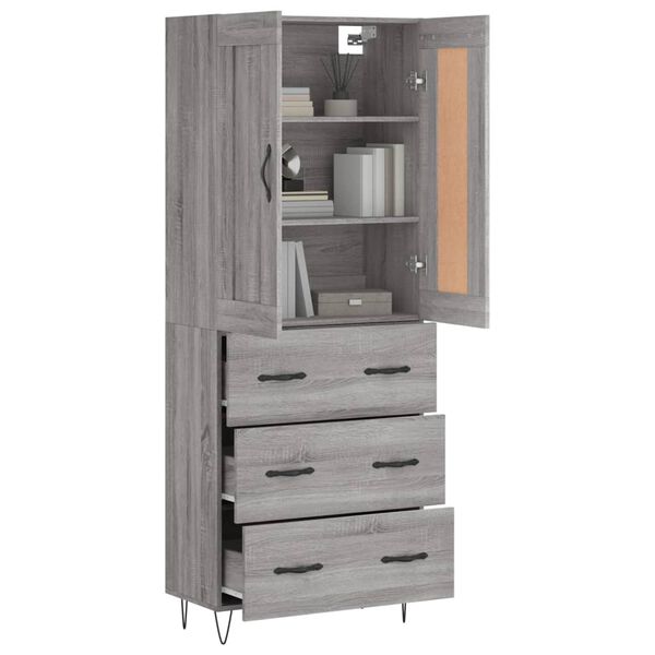 vidaXL Highboard Grau Sonoma 69,5x34x180 cm Holzwerkstoff