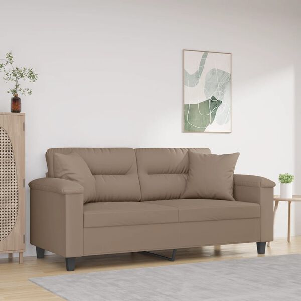 vidaXL 2-Sitzer-Sofa mit Kissen Taupe 140 cm Mikrofasergewebe