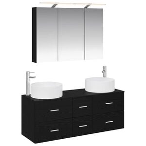 vidaXL Badezimmerm&ouml;bel-Set 4 stk. Schwarze Eiche