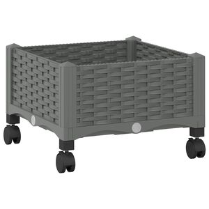 vidaXL Gartenpflanzer mit R&auml;dern Hellgrau 40 x 40 x 29 cm PP