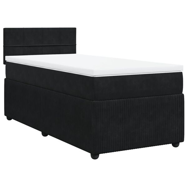 vidaXL Boxspringbett mit Matratze Schwarz 100x200 cm Samt