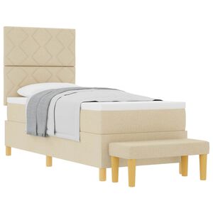vidaXL Boxspringbett mit Matratze mit Kopfteil Creme 80 x 200 cm Stoff