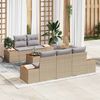 vidaXL Garten-Sofa-Set mit Kissen mit Speicher 6 pcs Beige Poly Rattan