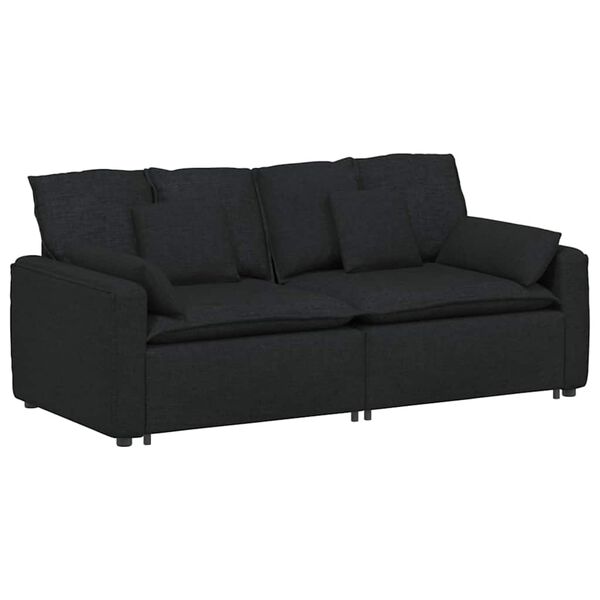 vidaXL Modulares Sofa mit Kissen Schwarz