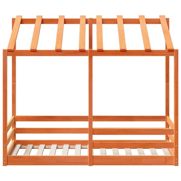 vidaXL Kinderbett mit Dach Wachsbraun 80x160 cm Massivholz Kiefer