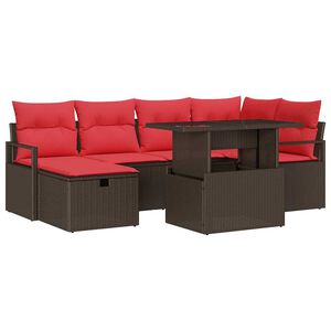 vidaXL Gartensofa-set 7 stk. Braun Poly-Rattan