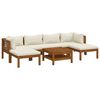 vidaXL 7-tlg. Garten-Lounge-Set mit Creme Kissen Massivholz Akazie