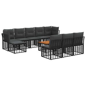 vidaXL Outdoor-Sofagarnitur 11 pcs Schwarz und Dunkelgrau Polyester