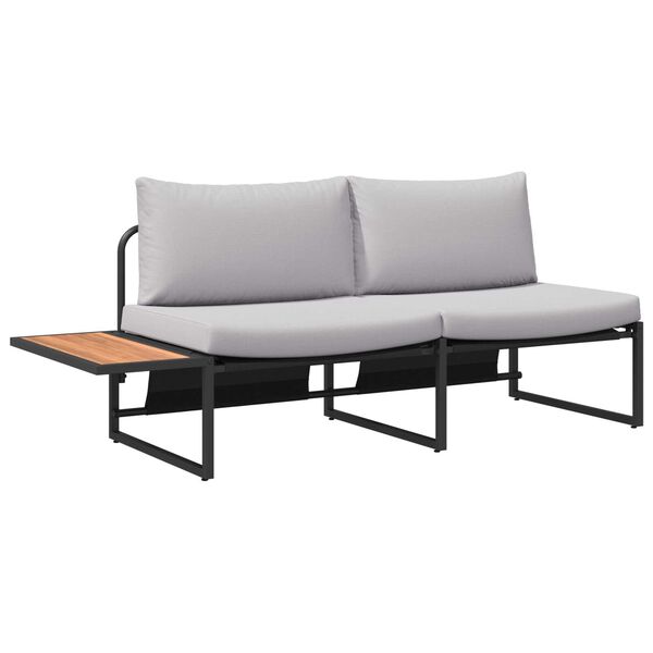 vidaXL Garten-Sofa mit Kissen Hellgrau 200,5 x 70 x 85,5 cm Stahl