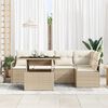 vidaXL Gartensofa-set mit Kissen mit Speicher 6 pcs Beige Poly Rattan