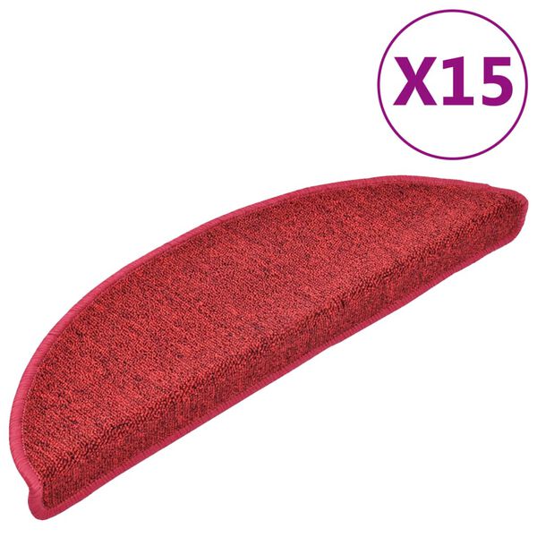 vidaXL Stufenmatten 15 Stk. 56x17x3 cm Rot Halbrund
