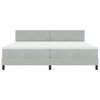 vidaXL LED Boxspringbett mit Matratze Hellgrau 200 x 200 cm Samt