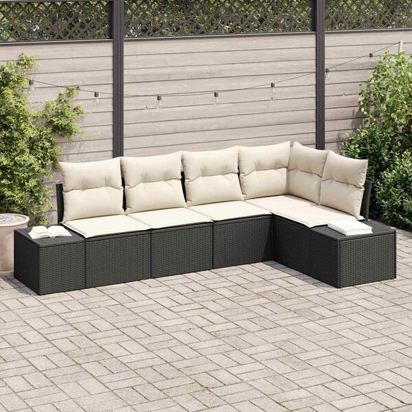 vidaXL Gartensofa-set 5 pcs Schwarz Poly-Rattan