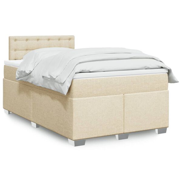 vidaXL Boxspringbett mit Matratze Creme 120x190 cm Stoff