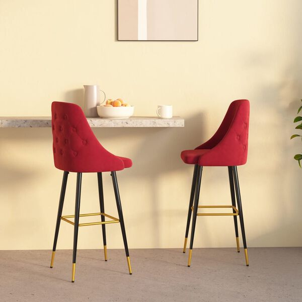 vidaXL Barhocker 2 Stk. Weinrot Samt