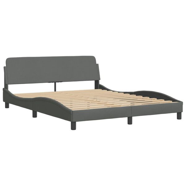 vidaXL Bett mit Matratze "Dover" Dunkelgrau 160x200 cm Stoff