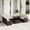 vidaXL Sofa Set mit Kissen 10 pcs Braun und Creme Poly-Rattan