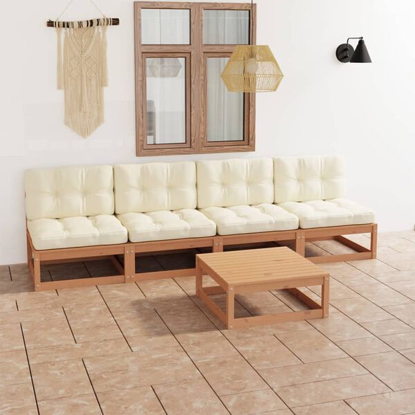 vidaXL 5-tlg. Garten-Lounge-Set mit Kissen Kiefer Massivholz