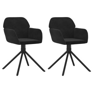vidaXL Esszimmerst&uuml;hle 2 Stk. Drehbar Schwarz Samt