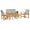 vidaXL 5-tlg. Garten-Lounge-Set Grau Poly Rattan und Akazienholz