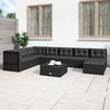 vidaXL 8-tlg. Garten-Lounge-Set mit Kissen Schwarz Poly Rattan