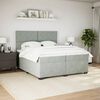 vidaXL Boxspringbett mit Matratze Hellgrau 200x200 cm Samt