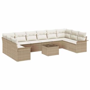vidaXL Gartensofa-set mit Kissen 11 pcs Beige Poly-Rattan