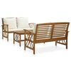 vidaXL 3-tlg. Garten-Lounge-Set mit Auflagen Massivholz Akazie
