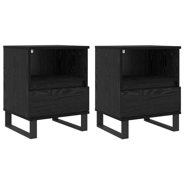 vidaXL Bettschrank Schwarz Eichen-Optik 40 x 35 x 50 cm Holzwerkstoff