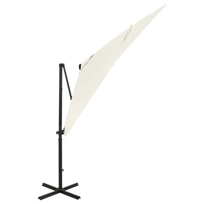 vidaXL Ampelschirm mit Mast und LED-Beleuchtung Sand 250 cm