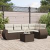 vidaXL 6-tlg. Garten-Sofagarnitur mit Kissen Braun Poly Rattan