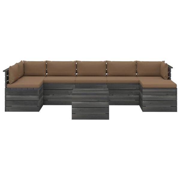 vidaXL 8-tlg. Garten-Sofagarnitur aus Paletten mit Kissen Kiefernholz