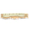 vidaXL 10-tlg. Garten-Lounge-Set mit Creme Kissen Massivholz Kiefer