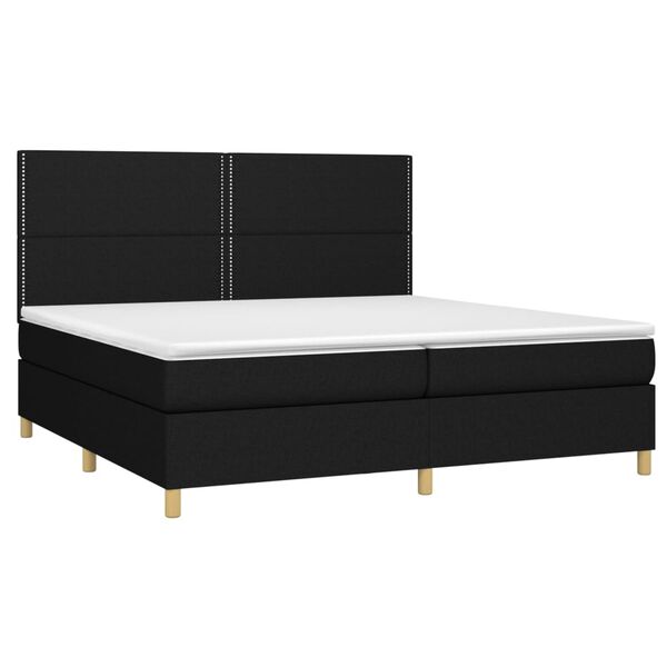 vidaXL Boxspringbett mit Matratze & LED Schwarz 200x200 cm Stoff